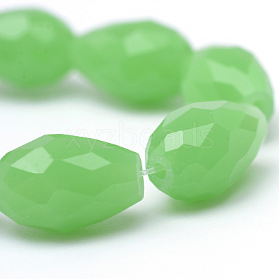 Teardrop Faceted Imitation Jade Glass Beads Strands GLAA-Q052-A-1