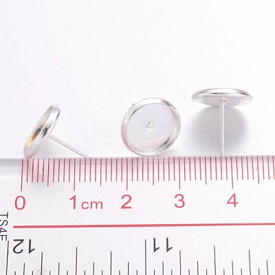 Brass Stud Earring Settings IFIN-Q006-10mm-S-NF-1