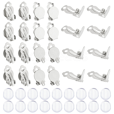 60Pcs 2 Size 304 Stainless Steel Clip-on Earring Findings STAS-UN0040-60-1