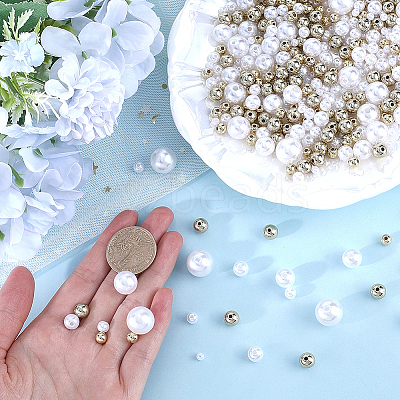 1676Pcs 9 Styles ABS Plastic Imitation Pearl with CCB Plastic Beads FIND-SC0010-16-1