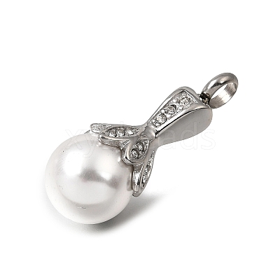304 Stainless Steel & ABS Plastic Pearl Memorial Pendants PL-CBA387B-01P-1