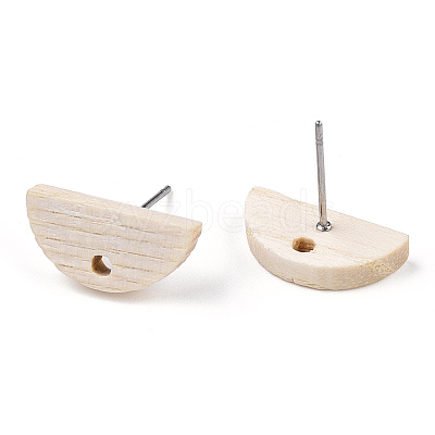 Ash Wood Stud Earring Findings EJEW-N017-011N-1