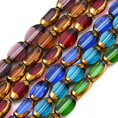 Electroplate Glass Beads Strands EGLA-N008-015-1
