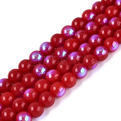 Electroplate Opaque Glass Beads Strands EGLA-Q132-6MM-01C-06-1
