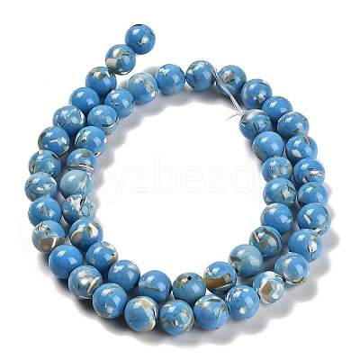 Assembled Synthetic Stone and Trochus Shell Beads Strands G-B128-08C-08-1