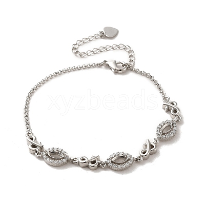 Brass with Rhinestone Chain Bangle Making BJEW-B077-02B-1