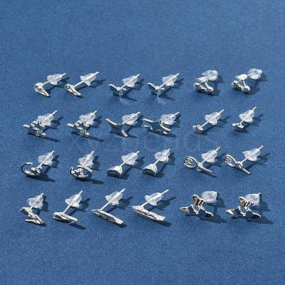 2 Pairs Alloy Stud Earrings for Women EJEW-FS0001-27H-1