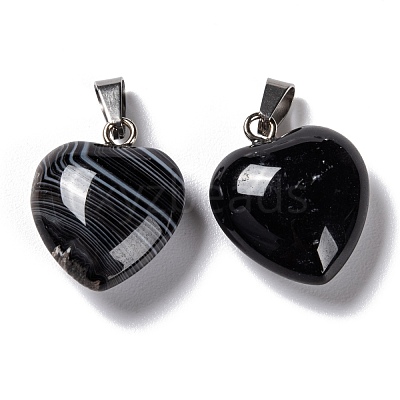 Natural Dyed & Heated Black Agate Pendants G-I311-A16-1