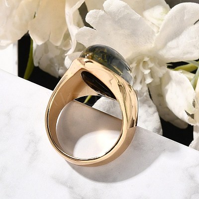 Resin Horse Eye Finger Rings RJEW-R006-01G-02-1
