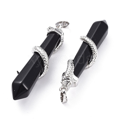 Natural Obsidian Big Pointed Pendants G-F696-B01-1
