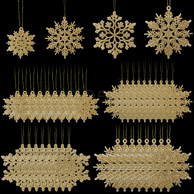 36Pcs Snowflake Plastic Pendant Decorations DIY-CP0013-33C-1