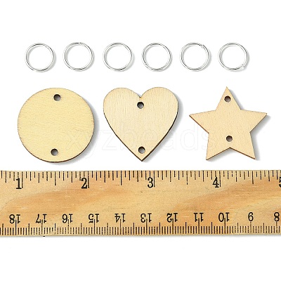 50Pcs Undyed Unfinished Wood Connector Charms WOOD-FS0001-11-1