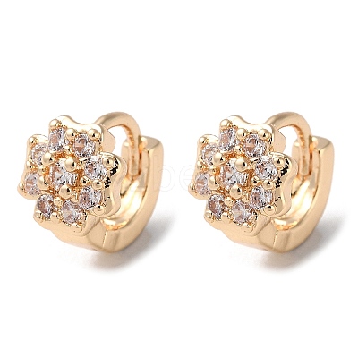 Rack Plating Brass Micro Pave Cubic Zirconia Hoop Earrings EJEW-P238-27KCG-1
