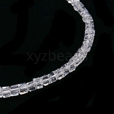 Transparent Cube Shaped Crystal Glass Beads Strands X-GLAA-F012-A03-1