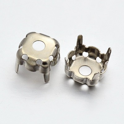 Square Brass Sew on Prong Settings KK-O084-05-12x12mm-1