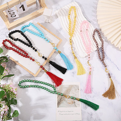 7Pcs 7 Colors Muslim Islamic Prayer Rosary Bracelets BJEW-PH0004-65-1