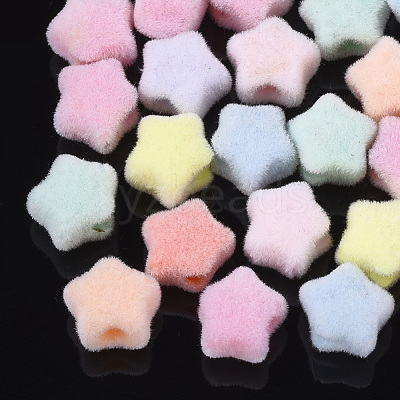 Flocky Acrylic Beads OACR-T005-26-1