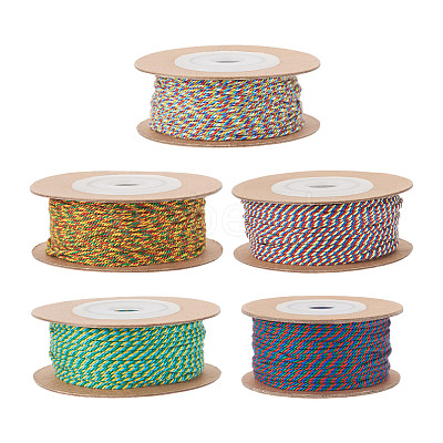 5 Rolls 5 Colors 18-Ply Cotton Twisted Cord OCOR-TA0003-75-1