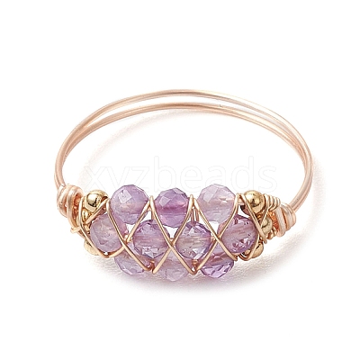 Natural Gemstone Beads with Solid Round Brass Beads and Eco-Friendly Copper Wire Rings RJEW-TA00184-1