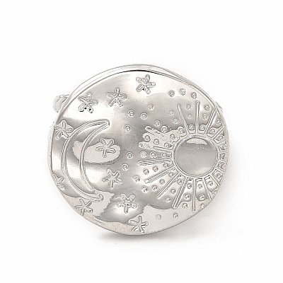 Non-Tarnish 304 Stainless Steel Sun & Moon Planet Open Cuff Ring for Women X-RJEW-B027-20P-1