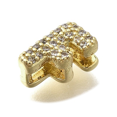 Brass Micro Pave Cubic Zirconia Letter Multi-Strand Links KK-D295-32G-06-1