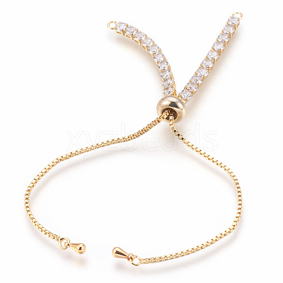 Adjustable Brass Micro Pave Cubic Zirconia Chain Bracelet Making KK-O106-50G-1