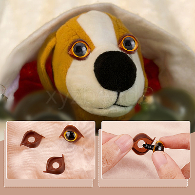 Half Round Plastic Craft Safety Eyes & Eyelid Sets DOLL-WH0002-12A-1