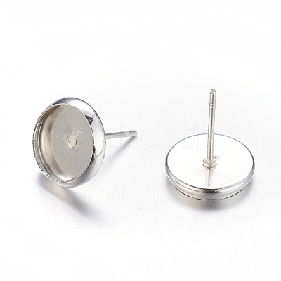 Silver Color Plated Brass Earring Settings X-IFIN-Q006-S-NF-1