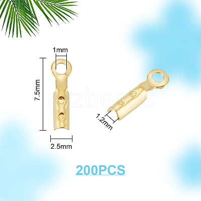 200Pcs Rack Plating Brass Folding Crimp Ends KK-UN0003-21-1