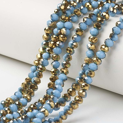 Electroplate Opaque Glass Beads Strands EGLA-A034-P6mm-O11-1