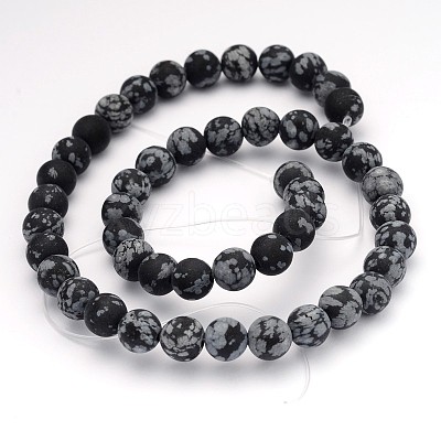 Natural Snowflake Obsidian Gemstone Beads G-J338-03-8mm-1