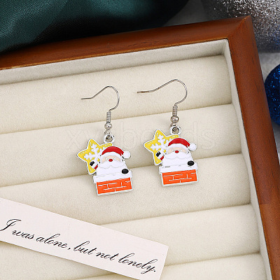 Christmas Theme Alloy Enamel Dangle Earrings FS-WGBB05F-08-1
