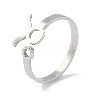 Non-Tarnish Constellations 304 Stainless Steel Open Cuff Ring for Women RJEW-L122-001P-06-1