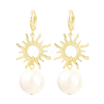 Sun Brass Hoop Earrings EJEW-Z164-13G-1