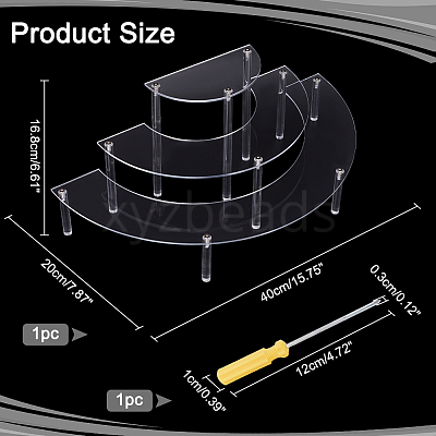 3-Tier Acrylic Semicircle Dessert Display Risers ODIS-WH0329-39-1