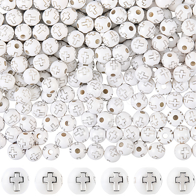 600Pcs Plating Acrylic Beads PACR-PA0001-10A-1