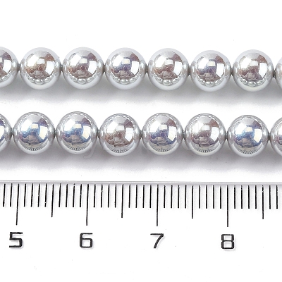 UV Plating Pearlized Glass Pearl Beads Strands GLAA-F128-01A-T12-1