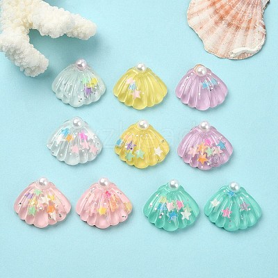 10Pcs 5 Colors Ocean Theme Translucent Resin Cabochons RESI-YW0001-52-1
