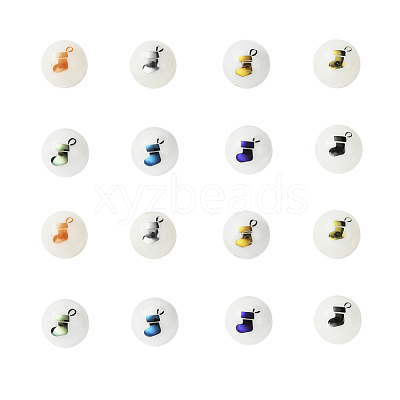 80Pcs 8 Colors Christmas Opaque Glass Beads EGLA-YW0001-05-1