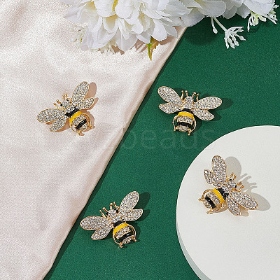 4Pcs Bees Alloy Glass Brooch JEWB-ME0001-18-1
