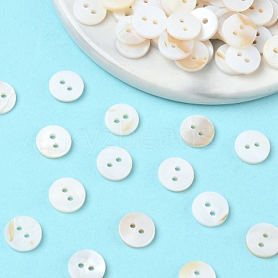 2-Hole Shell Flat Round Buttons X-BUTT-P012-11-1