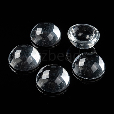 Transparent Half Round Glass Cabochons X-GGLA-R027-30mm-1