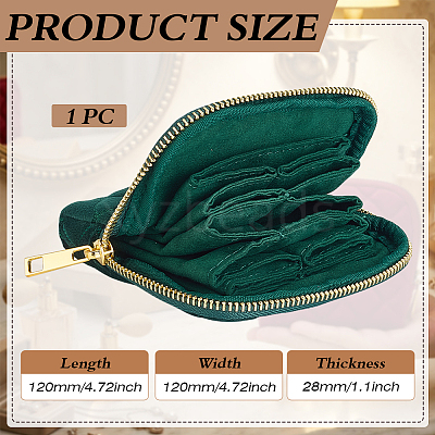 Rhombus Textured Velvet Jewelry Storage Zipper Pouches for Earrings Rings Bracelets Necklaces ABAG-WH0085-012E-1