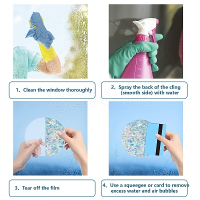 16Pcs 4 Styles Waterproof Plastic Colored Laser Stained Window Film Static Stickers DIY-WH0314-143-1