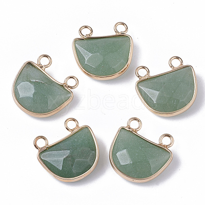 Natural Green Aventurine Semi Circle Pendants G-S359-011B-1