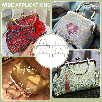 4Pcs 4 Colors Iron Flower Purse Handle Frame PURS-PH0001-44-1