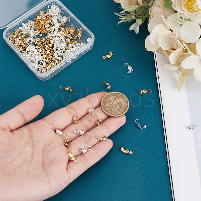 200Pcs 10 Styles Brass Bead Tips FIND-PH0020-84-1