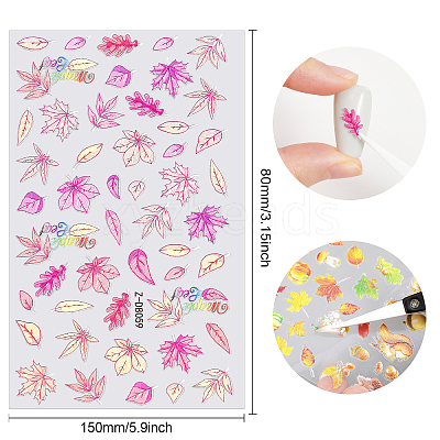 6 Sheets 6 Style Maple Leaf Nail Art Stickers Decals MRMJ-OC0003-57A-1