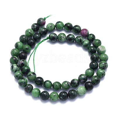 Natural Ruby in Zoisite Beads Strands G-K310-C10-8mm-1