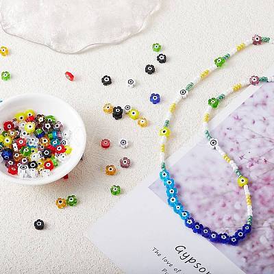 150Pcs 10Colors Handmade Evil Eye Lampwork Beads LAMP-SZ0001-17-1
